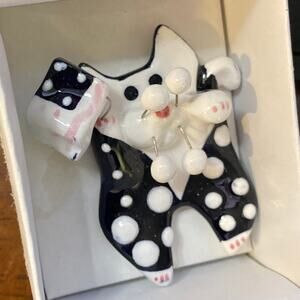 Annaco Creations Kitty Cat Pin Brooch USA Flag polka dot patriotic vintage 2001